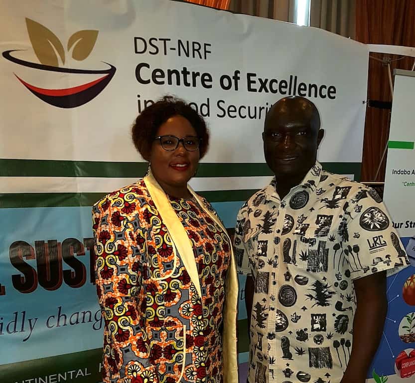 Left: Honorable Dora Siliya, the Minister of Agriculture in Zambia and CoE affiliate, Professor Voster Muchenje of the University of Fort Hare